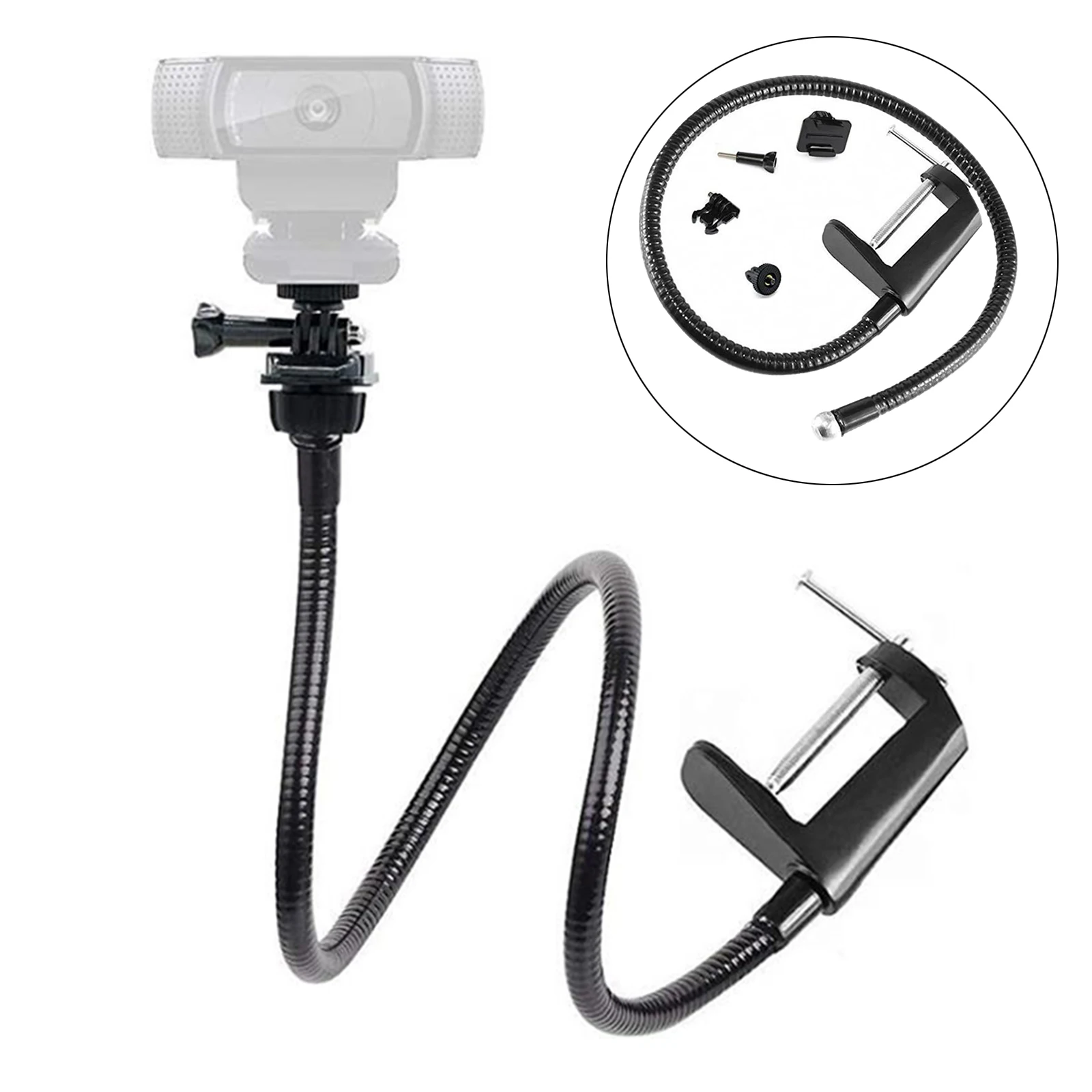 Support Flexible Pour Webcam – Pince De Bureau Réglable 64cm, Compatible Logitech C920, C922, C930e