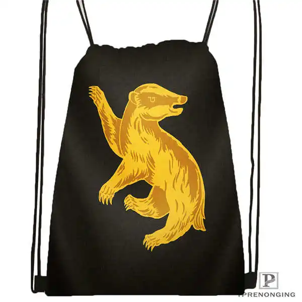 Drawstring Backpack Custom hufflepuff-@ 03-походная сумка на шнурке милый рюкзак для детей(черная спинка) 31x40 см#180611-03-127 - Цвет: Drawstring Backpack