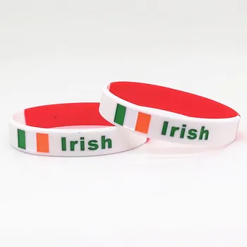 

1000pcs Irish Flag Silicone Engrave Bracelets Sports Wristband Country Rubber Men Women Wrist Strap Cuff Bangle Accessories