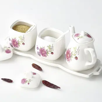 

Household Seasoning Box Ceramic Sauce Vinegar Bottle Oil Pot High Temperature Resistant Spicy Pot Single Pot Set Kitchen