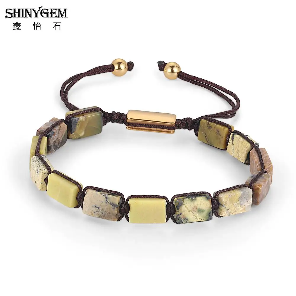 Ювелирные изделия SHINYGEM, ручная работа, разноцветный натуральный камень, бусины, кожа, обёрточная бумага, браслеты, браслеты для женщин, мужчин, богемный стиль, браслет - Окраска металла: Yellow Turquoise