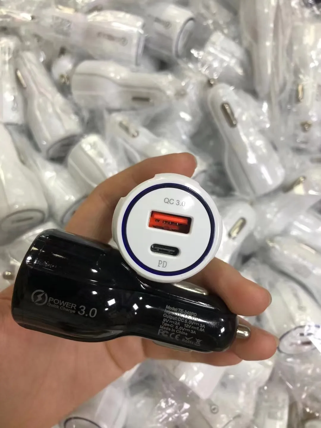 

100Pcs 3A Car Charger PD QC 3.0 Dual USB-C Plug Fast Phone Charge Adapter For iPhone 13 12 11 For iPad Samsung Xiaomi Huawei LG