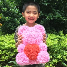 Горячая Распродажа 40 см медведь из роз Искусственные цветы домашний свадебный фестиваль DIY Дешевые Свадебные украшения Подарочная коробка венок ремесла