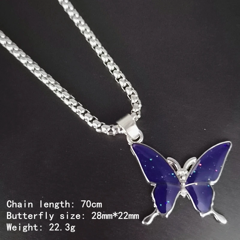 Mood Temperature Sensitive Color Change Necklace Butterfly Pendant Charms LA