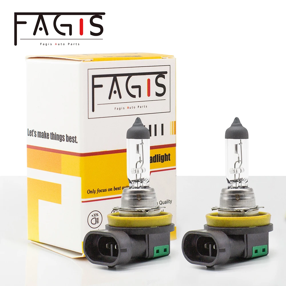 Fagus-bombillas halógenas de luz antiniebla para coche, faros transparentes de alta potencia, fuente de luz de estacionamiento, H11, 55W, 12V, 2 uds.
