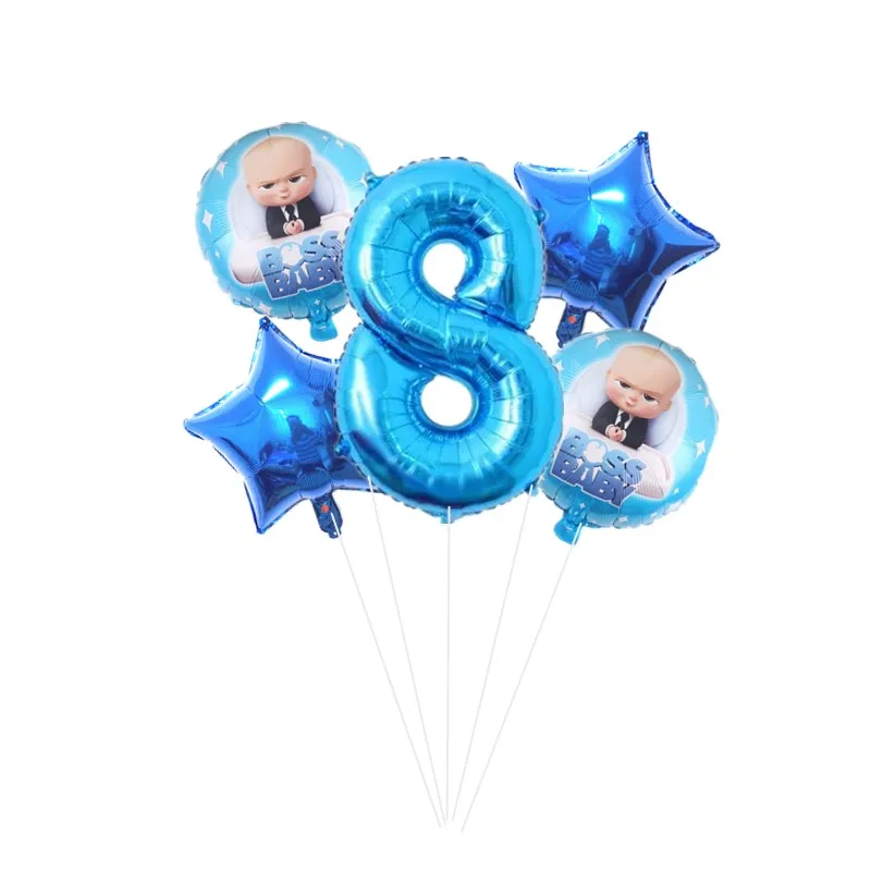 5 шт., Детские шары Boss, 30 дюймов, с цифрами, фольгированные шары, для детского душа, 1, 2, 3, 4, 5, 6 месяцев, для дня рождения, украшения, Мультяшные гелиевые шары - Цвет: 5pcs