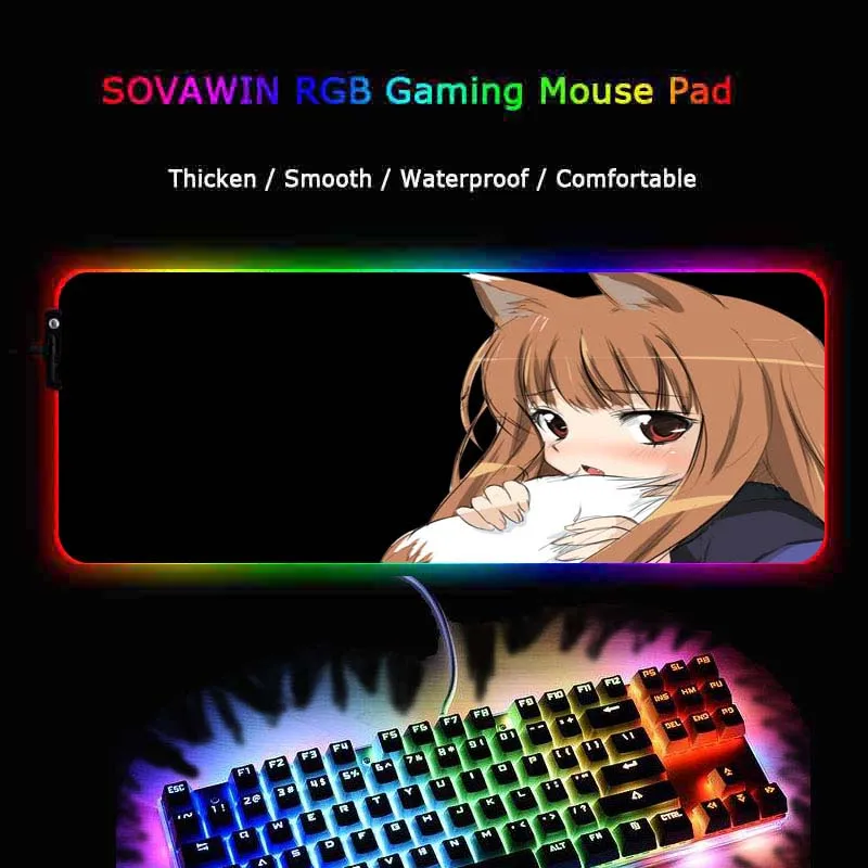 XGZ игровой коврик для мыши в стиле аниме для милой девушки RGB геймер большой коврик для мыши светодиодный usb-клавиатура с подсветкой цветной Настольный коврик для ПК ноутбука