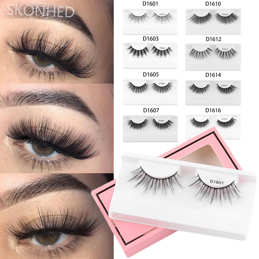 

1Pair 3D Soft Faux Mink Hair False Eyelashes Natural Long Wispies Fluffy Handmade Eye Lashes Extension Multi-Styles Makeup Tools