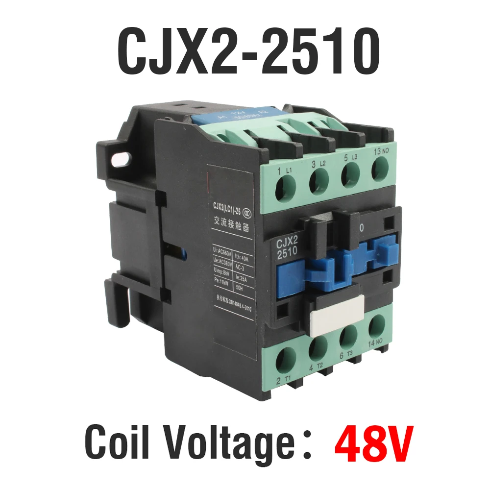 2510-48V CJX2-3210 2510 LC1-D контактор переменного тока 24 В 36 В 48 В 220 В 380 В на din-рейке 3P+ 1NO использование с Поплавковым переключателем реле стартера двигателя - Цвет: 2510-48V