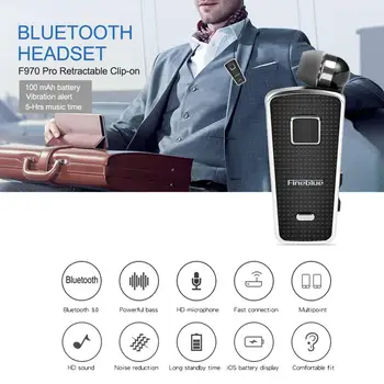 

Fineblue F970 Pro Mini Portable in-ear 10 hours Bluetooth 5.0 neck clip telescopic type business Sport Earphone Vibration bass U