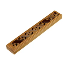 Элегантный бамбуковый деревянный ящик для хранения ладана, полый держатель для сжигания Joss Insence, горелка insense, пепельница, деревянный декор для рукоделия