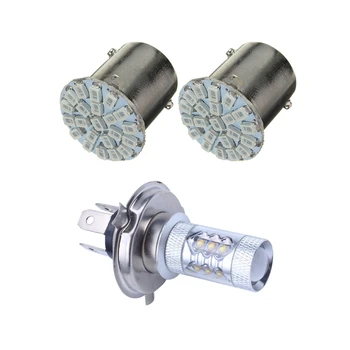 

1x 12V H4 80W 6000K LED White Light Fog Lights Lamp Bulb Headlights for Car & 10 x T20 BA15S 382 P21W 1156 22 SMD LED 1.4W Car T