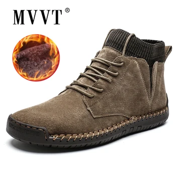 

Faux Suede Leather Men Boots Fashion Warm Winter Snow boots Breathable Winter Shoes Men Ankle Boots Fur Man Shoes