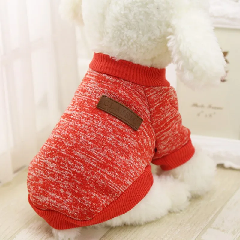 Классическая теплая одежда для собак и щенков для питомцев, одежда для кошки пальто Зимний мягкий свитер Костюмы для маленькие собачки Чихуахуа XS-2XL Размеры zh1 - Цвет: Красный