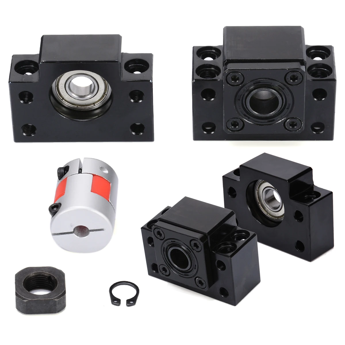 

45 Steel SFU1605 BK12 BF12 Ball Screw Support + Lock Nuts Clasped with Coupler For CNCN Parts