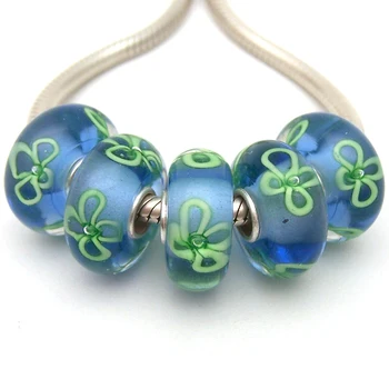 

JGWG2359 5X 100% Authenticity S925 Sterling Silver Beads Murano Glass beads Fit European Charms Bracelet diy jewelry Lampwork