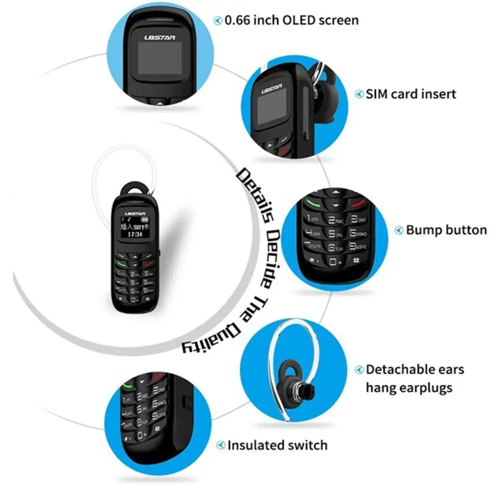 Мини маленький GSM мобильный телефон звонящий BM70 Мобильный наушники Bluetooth
