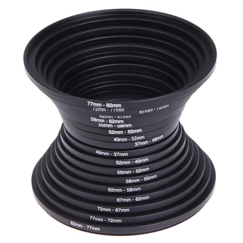 

18pcs Lens Easy Use Metal Step Up Down Ring Useful Portable Lightweight Camera Filter Adapter Set Converter 37-82mm For Canon