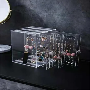 

New Fasion Acrylic material Jewelry Display Holds Up Earrings Earring Holder And Jewelry Organizer Earring Showcase Stand Box
