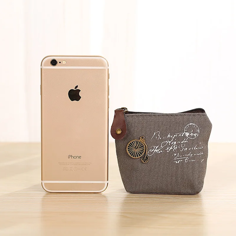 Retro Letter Printing Coin Purse Women Mini Canvas Card Holder Small Wallet Pouch Daily Storage Bag Shell-shaped Mini Wallet