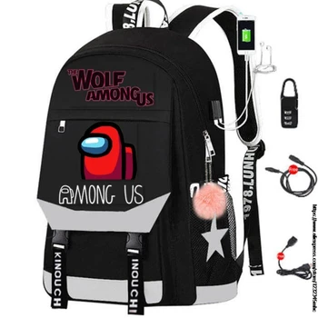 

Bookbag Cute Backpack Game Among Us School Bags for Teenage Girls USB Charge Laptop Back Pack Plecak Kids Bags for Boys