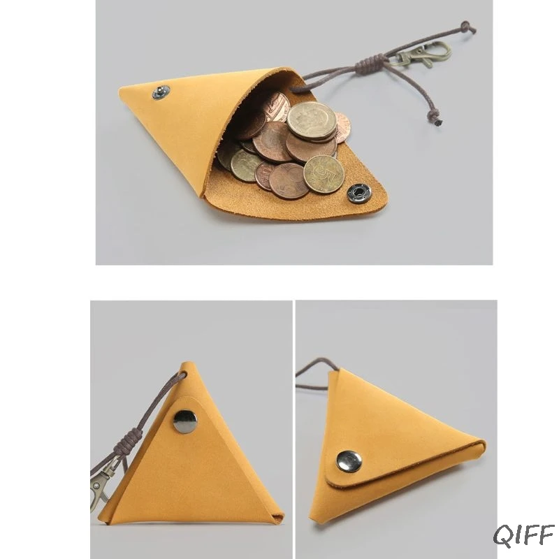 Unisex PU Leather Coin Pouch Retro Purse Pocket Mini Wallet with Keychain