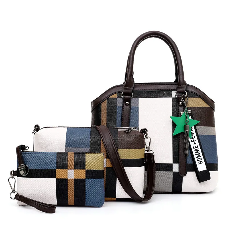 

New Arrival Big Bag Women's 2019 New Style Korean-style Hand-Style Contrast Color Crossbody Bag Toth Leisure Bag Fashion