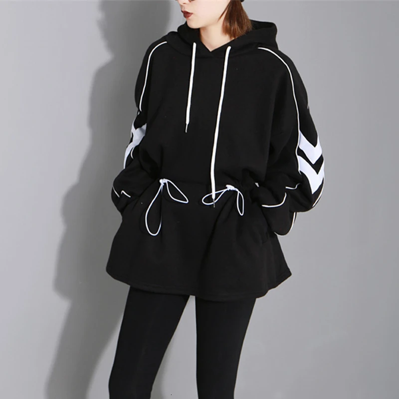 TWOTWINSTYLE повседневное шнурок хит цвет Женские кофты с капюшоном воротник фонарь