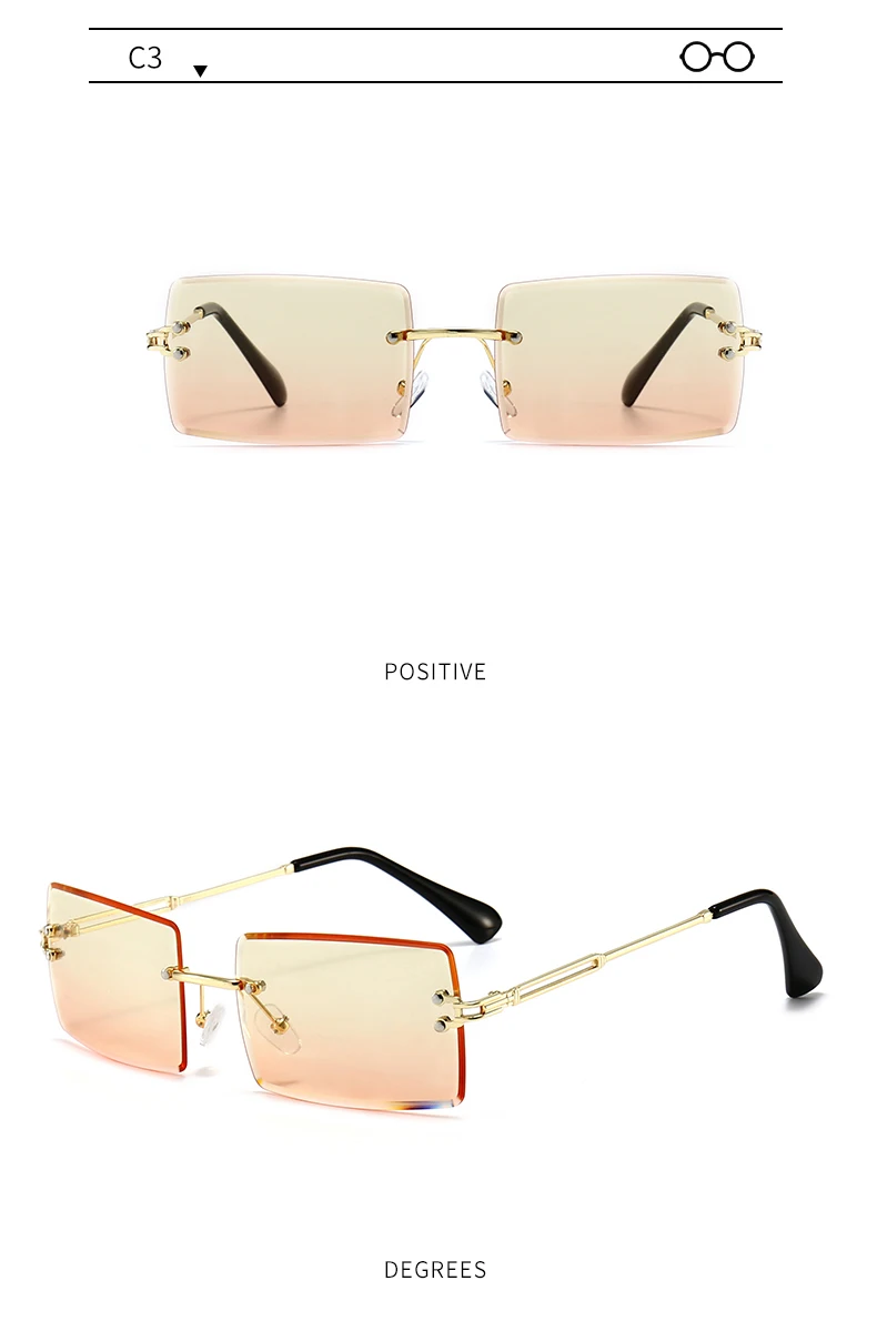 Sunglow Rimless Sunglasses Women 2021,Fashion Designer Square Sun Glasses,Summer Decorative Frameless Eyeglasses,Accessories oversized sunglasses