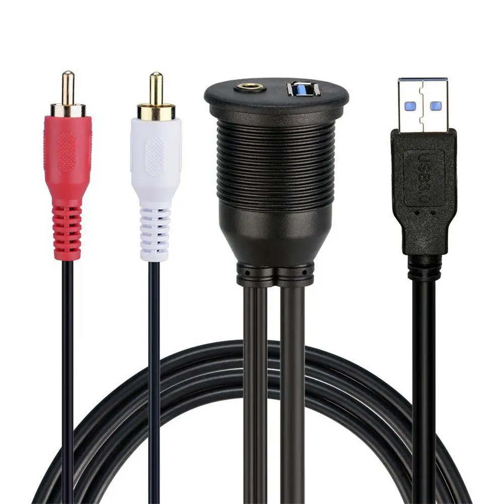 1 м USB 3,0/3,5 мм штекер-женский автомобильный AUX RCA кабель приборной панели панель скрытого монтажа AUX RCA удлинитель автомобильный Стайлинг