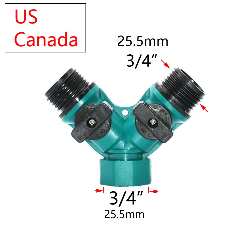 Y형 양방향 탭 커넥터, 퀵 커넥터, 정원 관개 물 분배기, 3/4 인치 나사산 정원 탭, 4mm, 7mm 8/11 호스용