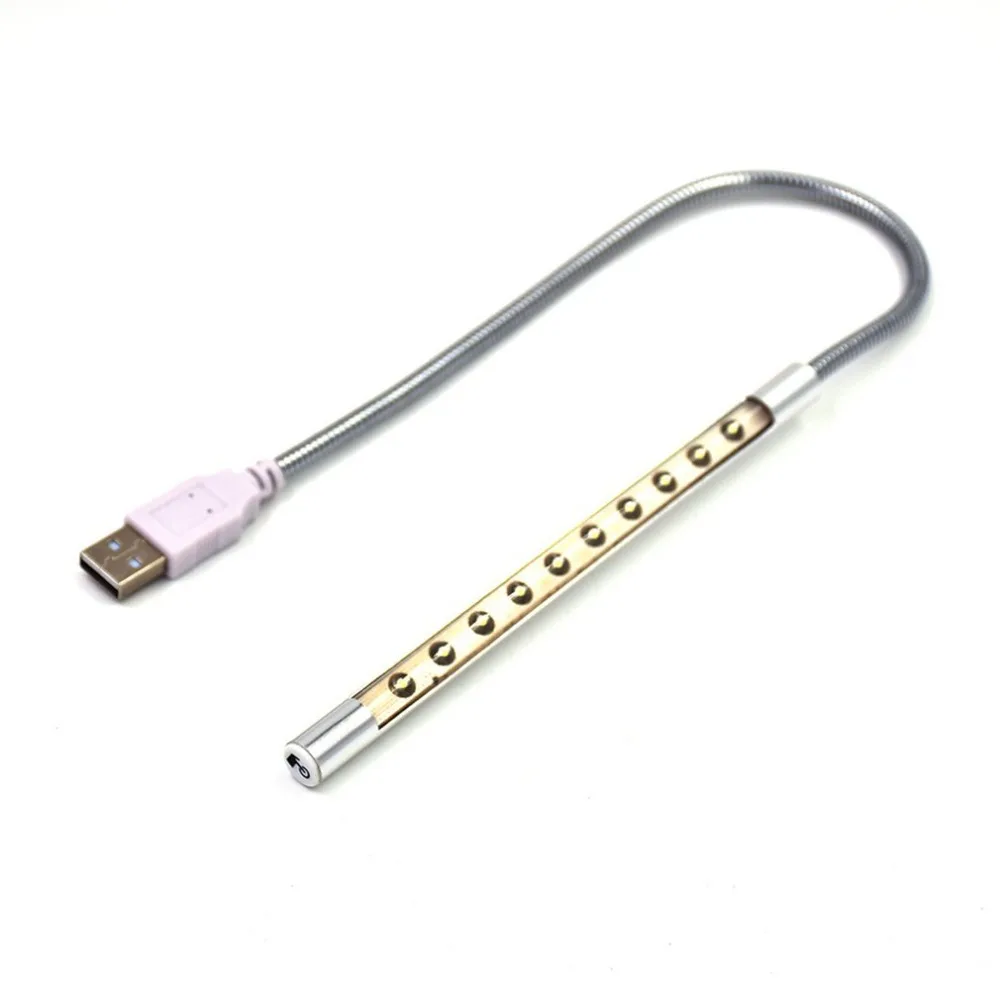 10 LED Metal Flexible USB Light Eye Protect Night Reading Book Lamp w/ Touch Switch USB Gadgets for Notebook Laptop PC Computer