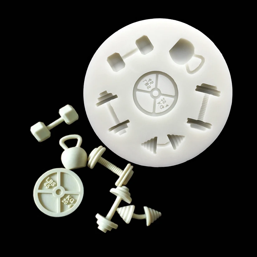 Molde de Silicone para Bolo Fondant em Formato de Haltere, Ferramenta de Decoração para Cozinha, para Confeitaria de Açúcar, Chocolate e Cupcakes