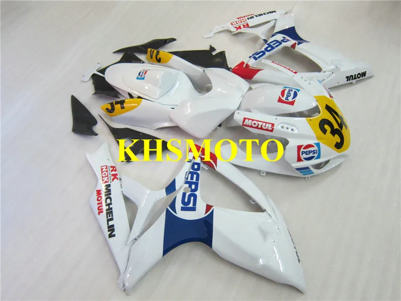 Набор обтекателей гоночной версии для GSXR 600 750 K6 06 07 GSXR600 GSXR750 2006 2007 ABS Топ Белый