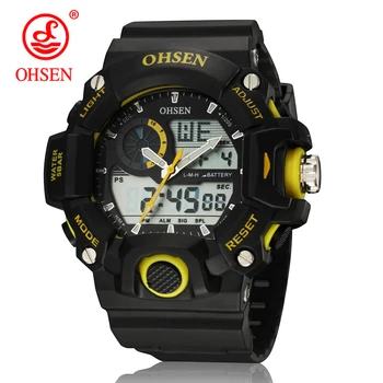 

OHSEN Sport Watch Dual Time Men Watches 50m Waterproof Male Clock Military Watches for Men Shock Resisitant Sport Watches Gifts