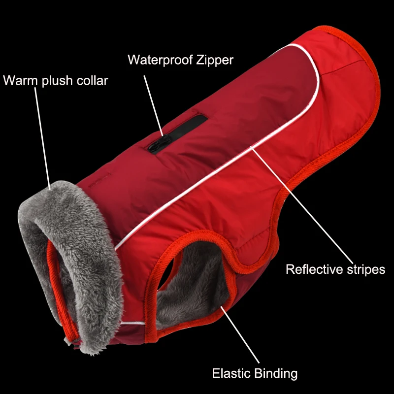 

Dog Clothes Waterproof Dog Jacket Winter Thicken Reflective Warm Dog Coat for Small Medium Large Dog Adjustable Pet Clothes