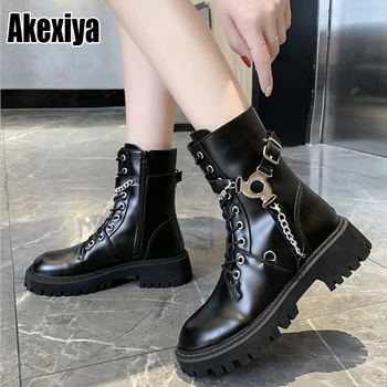 melhor Mulheres Botas De Tornozelo Gótico Zip Estilo Punk Plataforma Sapatos Goth Inverno Rendas Botas Chunky Calcanhar Sexy Corrente 2020 P444