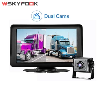 

7" IPS Screen 2CH Truck Bus DVR Recorder AHD Monitor With 2 Channels Front Reverse Backup AHD Recording Camera For Bus Trunk