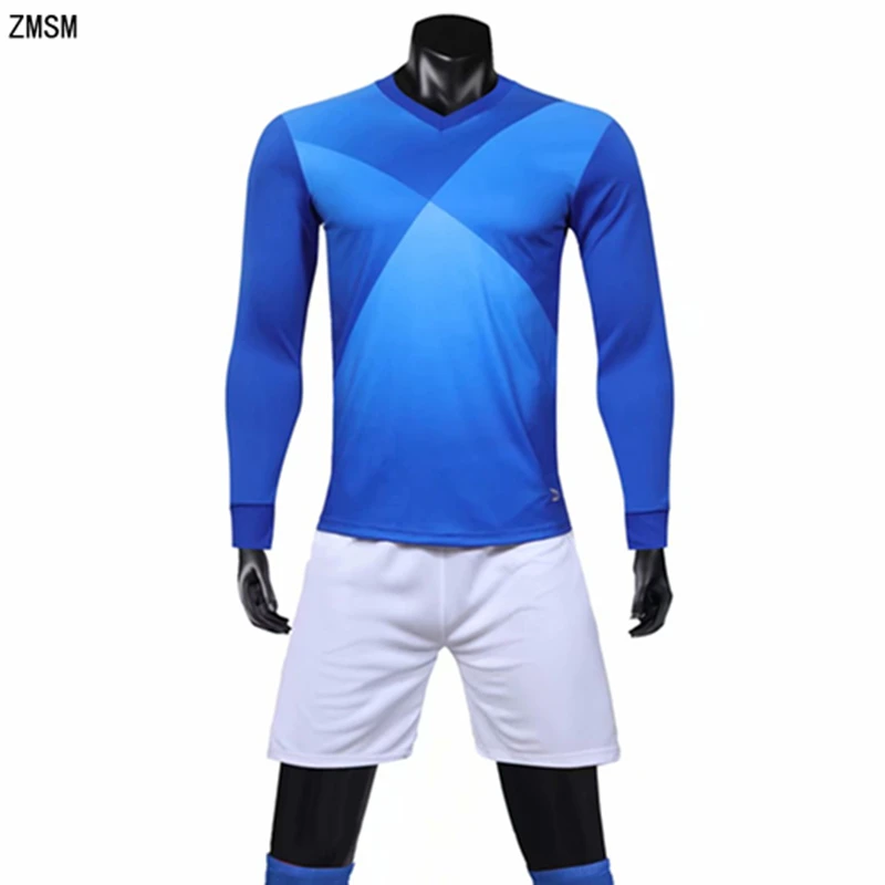 

ZMSM Men Long sleeve Soccer Jerseys Kit Survetement Football V-neck Training Suit Football Shirts & Shorts Uniform Sportswear