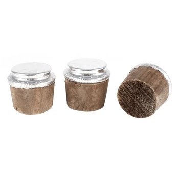 

37mm Bottom diameter wood bottle thermos bottle cork silver tone 3 pieces