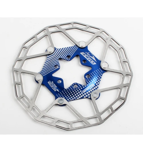 MTB Ultra licht bremsbelag Schnell Abkuhlen Fahrrad Kuhlung Disc Bremse Schwimm Rotor 7075 AL Edelstahl Mountain Road Bike 160mm - Цвет: Blue 160mm
