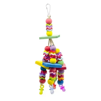 

Bird Wiggles and Wafers Colorful Chewable Wooden Bird Toy with Blocks and Pacifiers