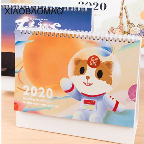 

new Year 2020 Cute Cartoon Unicorn Cat Mini Table Calendars Desk Coil Calendar DIY Memo Pad 2019~2020.12