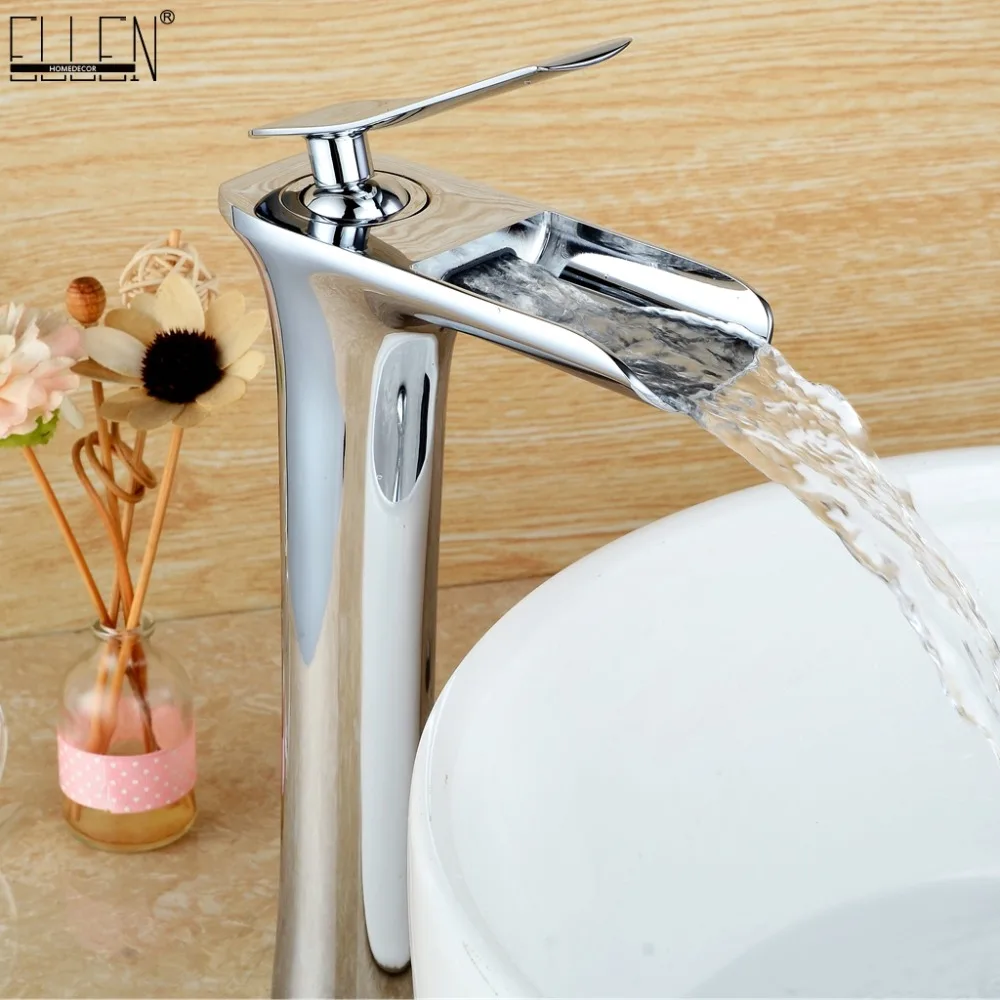 Vidric Waterfall Tall Bathroom Sink Faucet Solid Copper Hot and Cold Water Mixer Brush Nickel Antique Bronze Black Basin Faucet