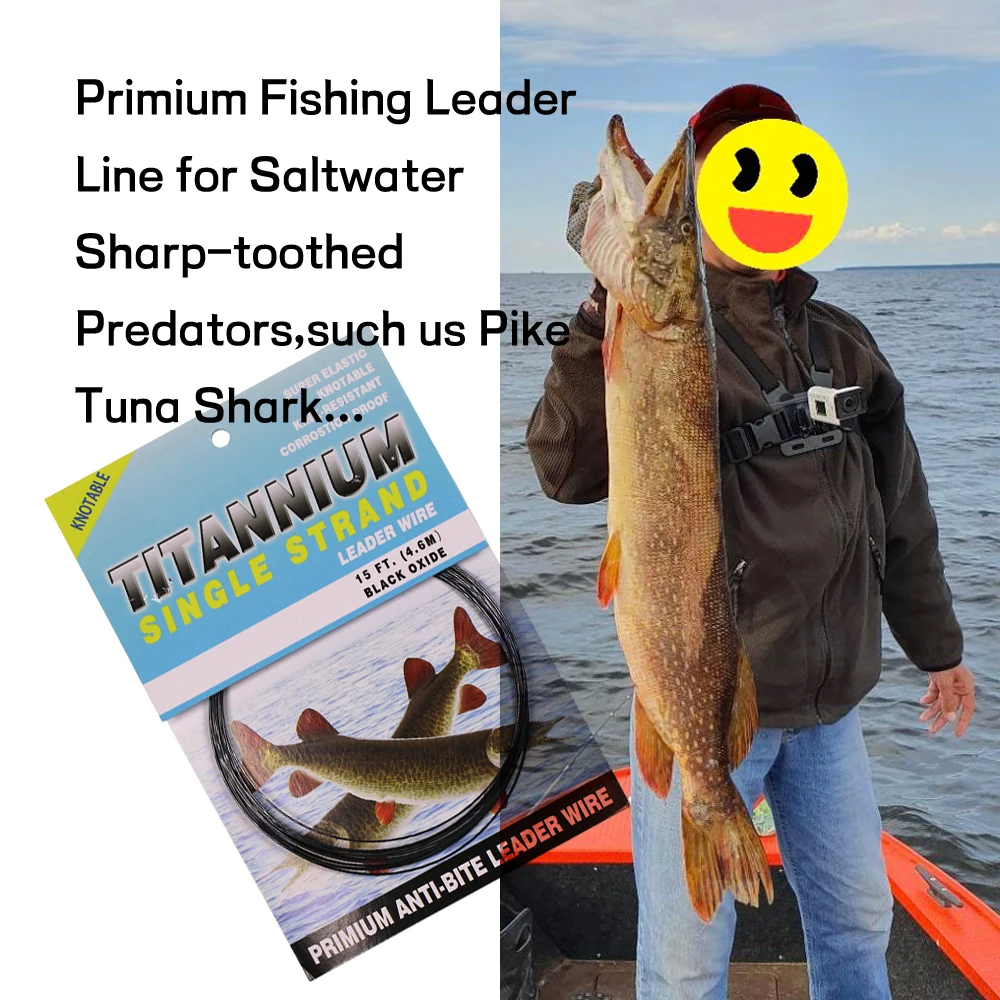 Fishing Line 6LB-124LB 15ft/4.6m Kink-Resistant for Saltwater Pike Tuna Wahoo Fishing