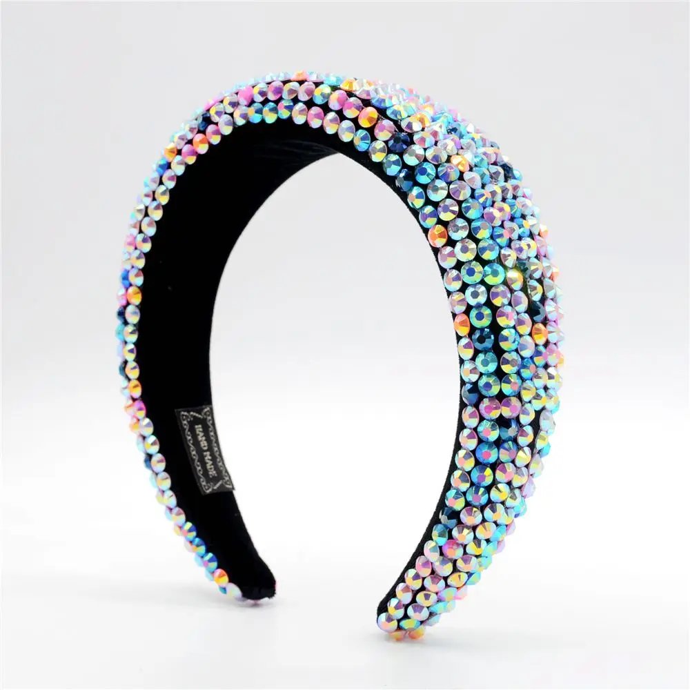 Exquisite Handmade Acrylic Color Beads Hair Hoop Sweet Hairband Headband Rehinestone Sponge Trend Fashion Hair Accessories