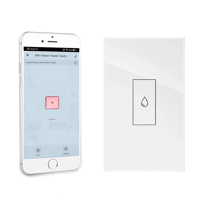 Cusam 20A/4400W Us Wifi Smart Boiler Switch Per Eelectric Water Heater App Telecomando On-Off Funziona Con Google Home Alexa