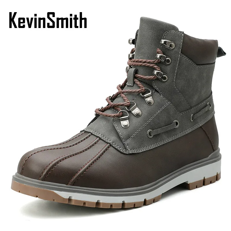 

2021 New Hot Winter Men Boots Leather Waterproof Lace Up Snow Boots Men Winter Ankle Boots Fur Warm Walking Work Boots Casual