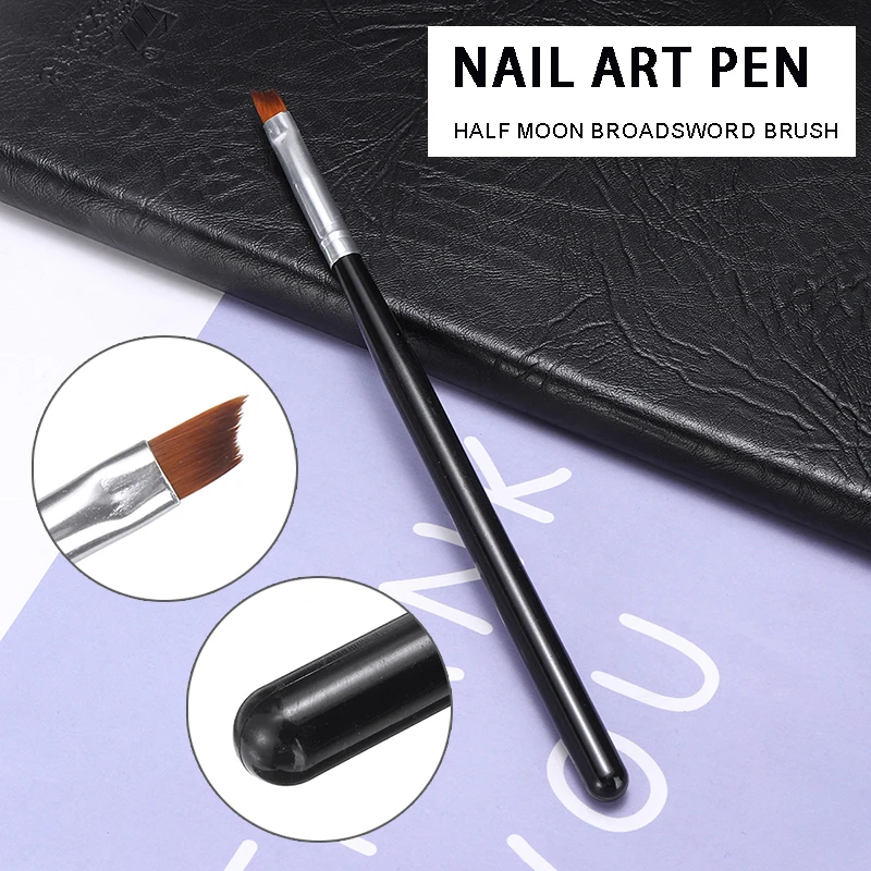 

French Tip Nail Brush Soft Nylon Hair Pens Half Moon Shape Acrylic Painting Drawing Pen For False Natural Nails 3D Nail Art