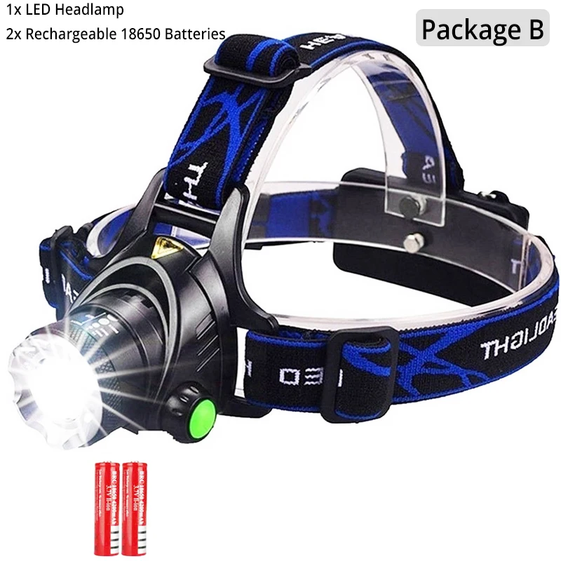 200000LM T6 LED Headlamp Headlight Torch Rechargeable Flashlight 18650 Camping * 